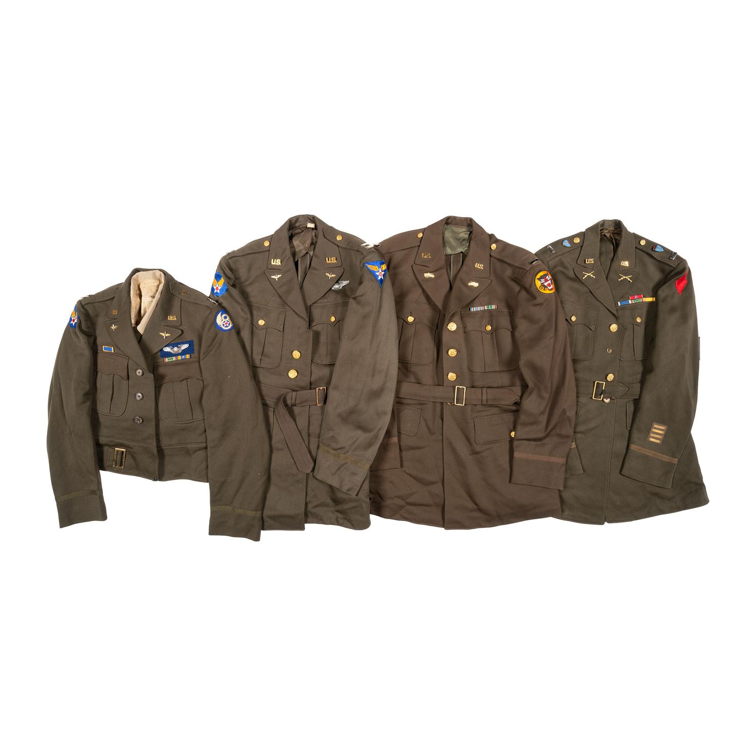 Group of WWII US Army Officer Jackets Including Army Air Corps, and Tank Destroyer