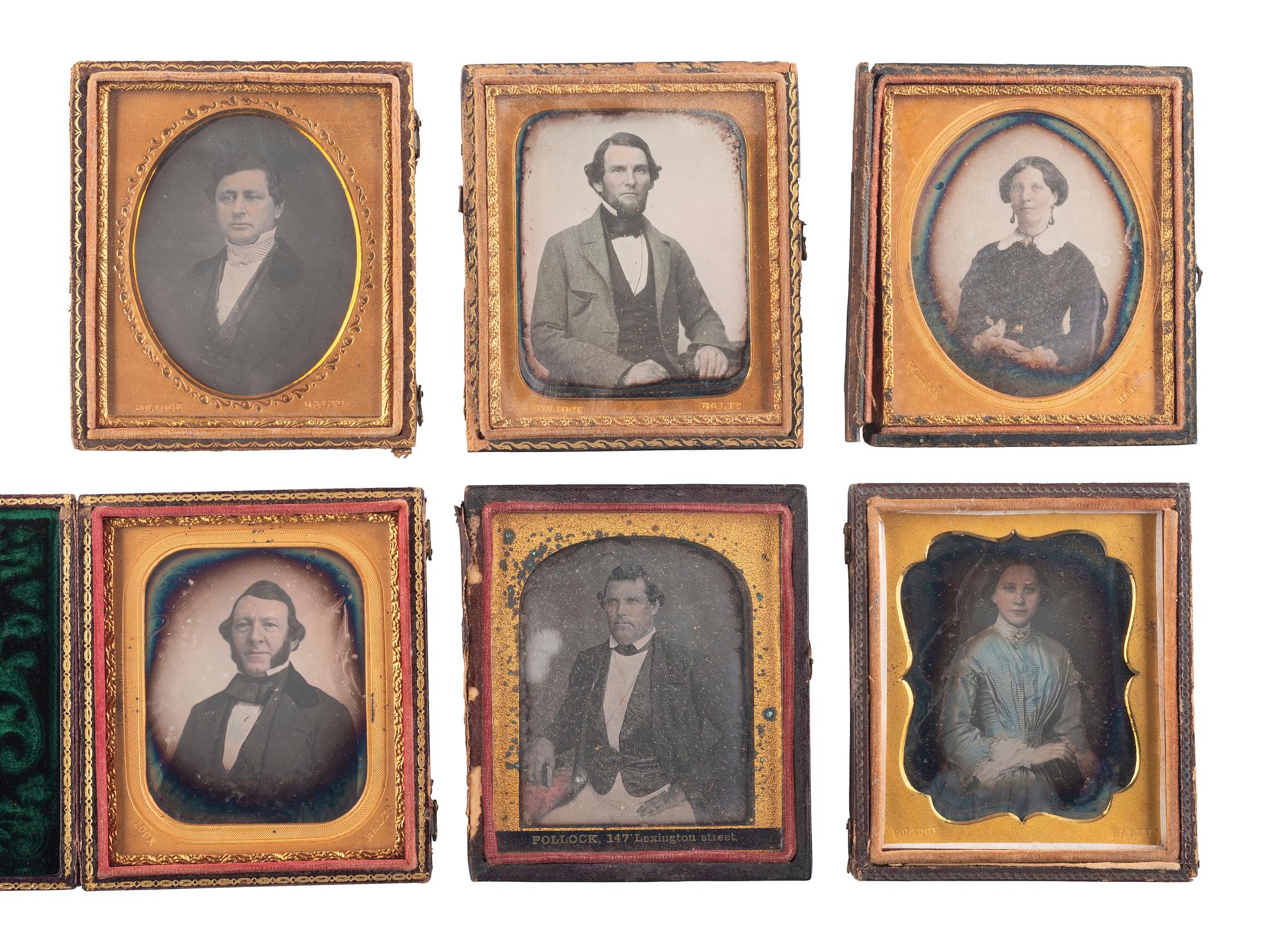 [EARLY PHOTOGRAPHY]. A group of 14 daguerreotypes by Pollock of Baltimore, MD, including: