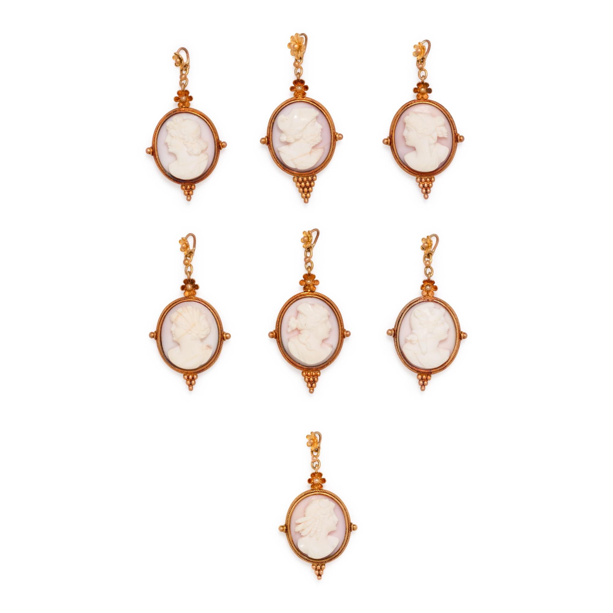 COLLECTION OF VICTORIAN CAMEO PENDANTS