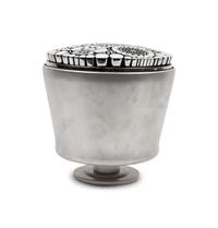 Chrome and Glass Floral Top Cylinder, 1998
