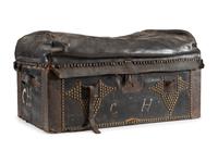 [CIVIL WAR] -- [MAINE]. Tin muster roll box identified to Co. A, 19th Maine Regiment, accompanied by stage trunk identified to Maine manufacturer.