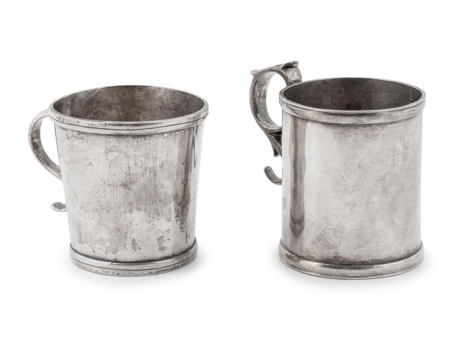 A Pair of19th C. Peruvian Silver Cups