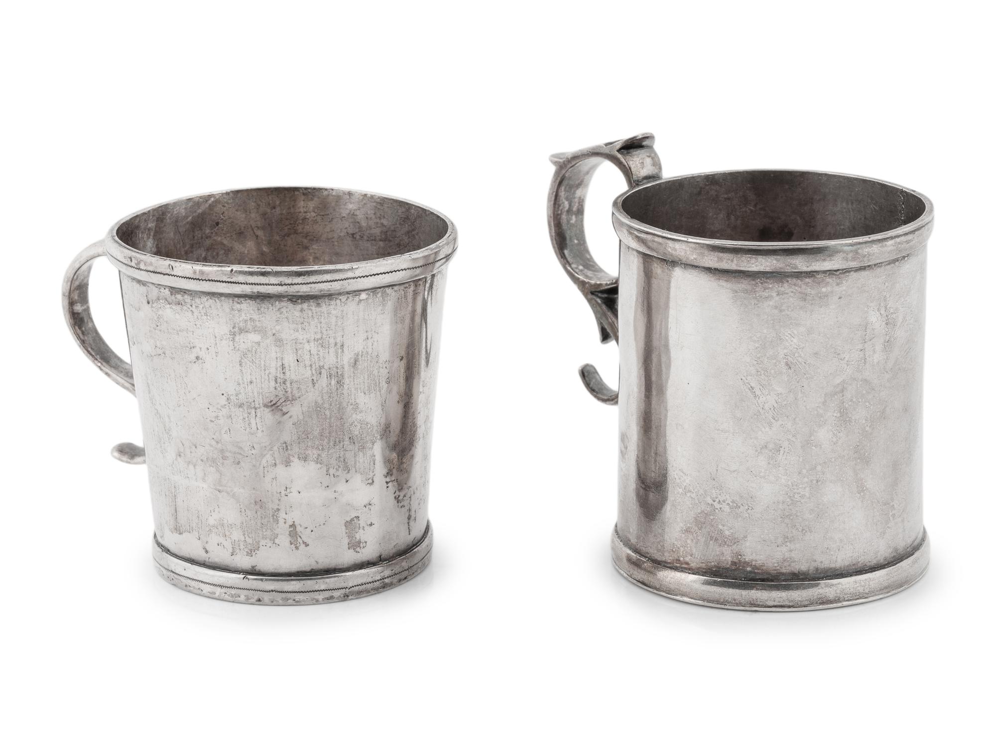 A Pair of19th C. Peruvian Silver Cups