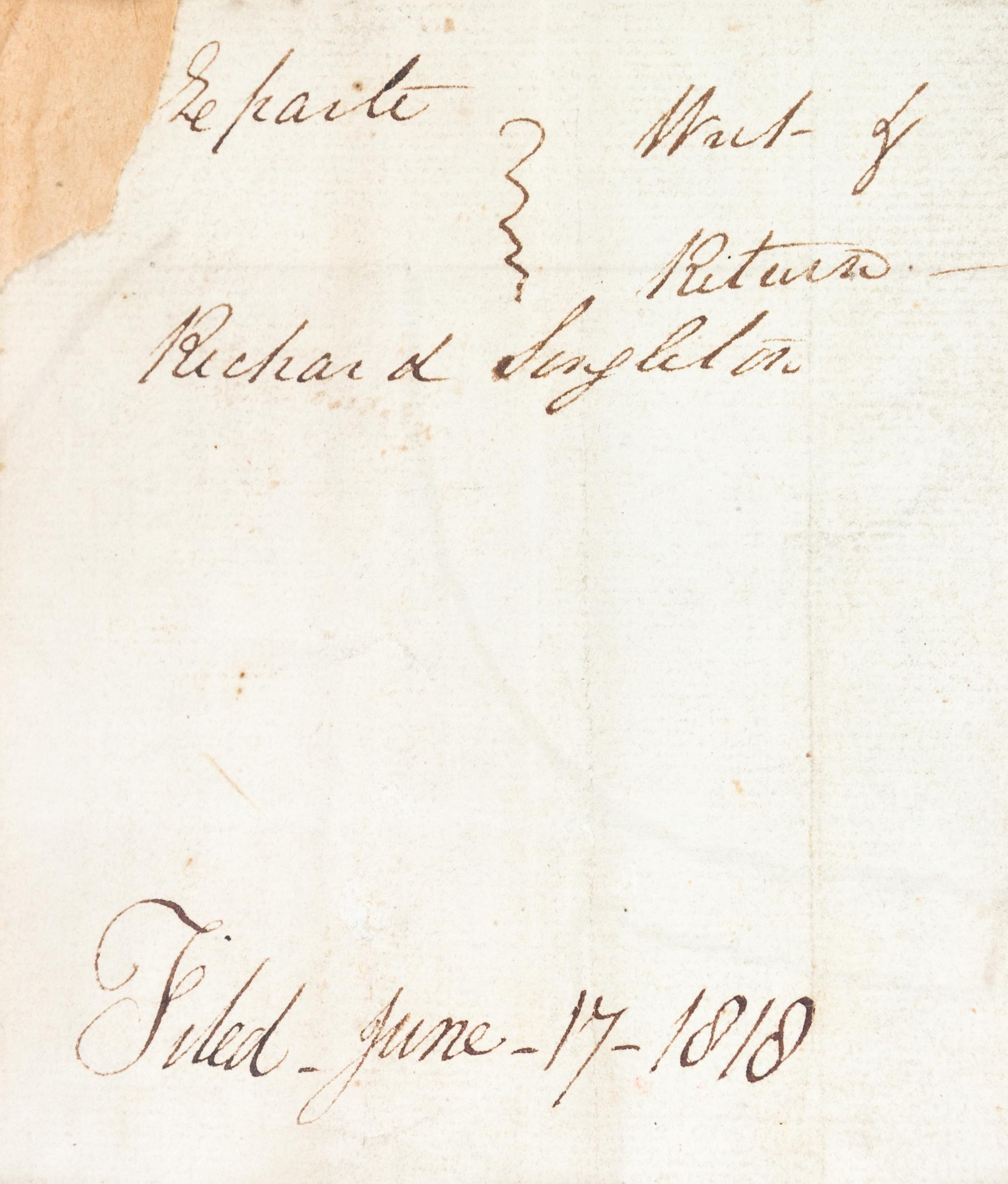 (REVOLUTIONARY WAR) MARION, GENERAL FRANCIS. Folio MS page showing 3 land grants, 1758, SC, land purchased from estate of the Swamp Fox