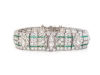 ART DECO, DIAMOND AND EMERALD BRACELET