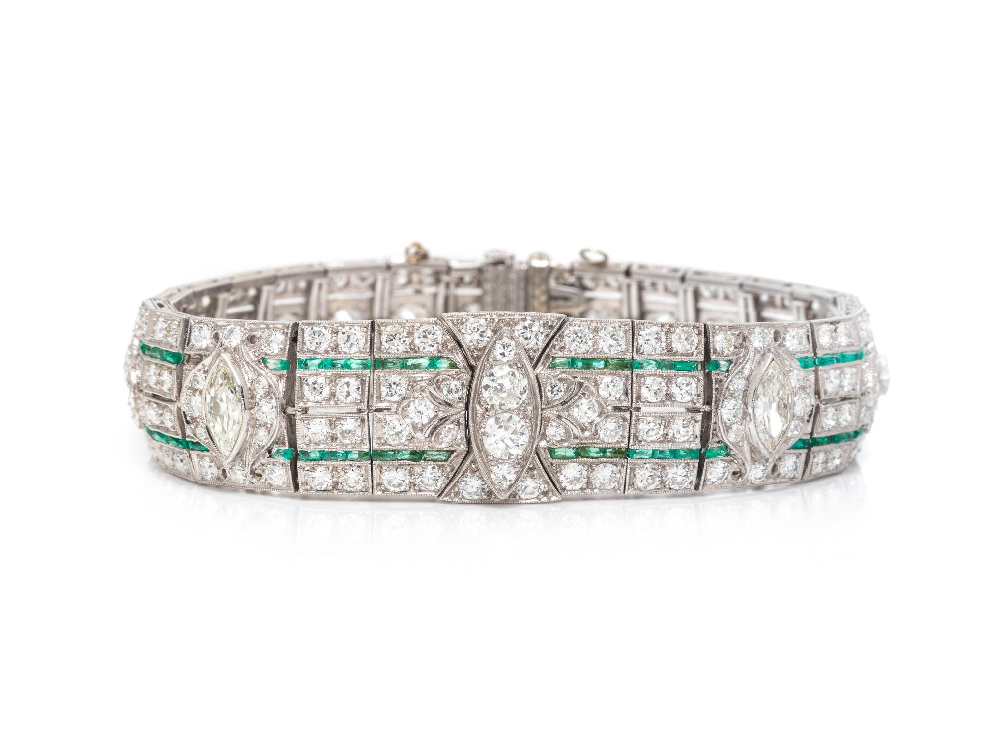 ART DECO, DIAMOND AND EMERALD BRACELET