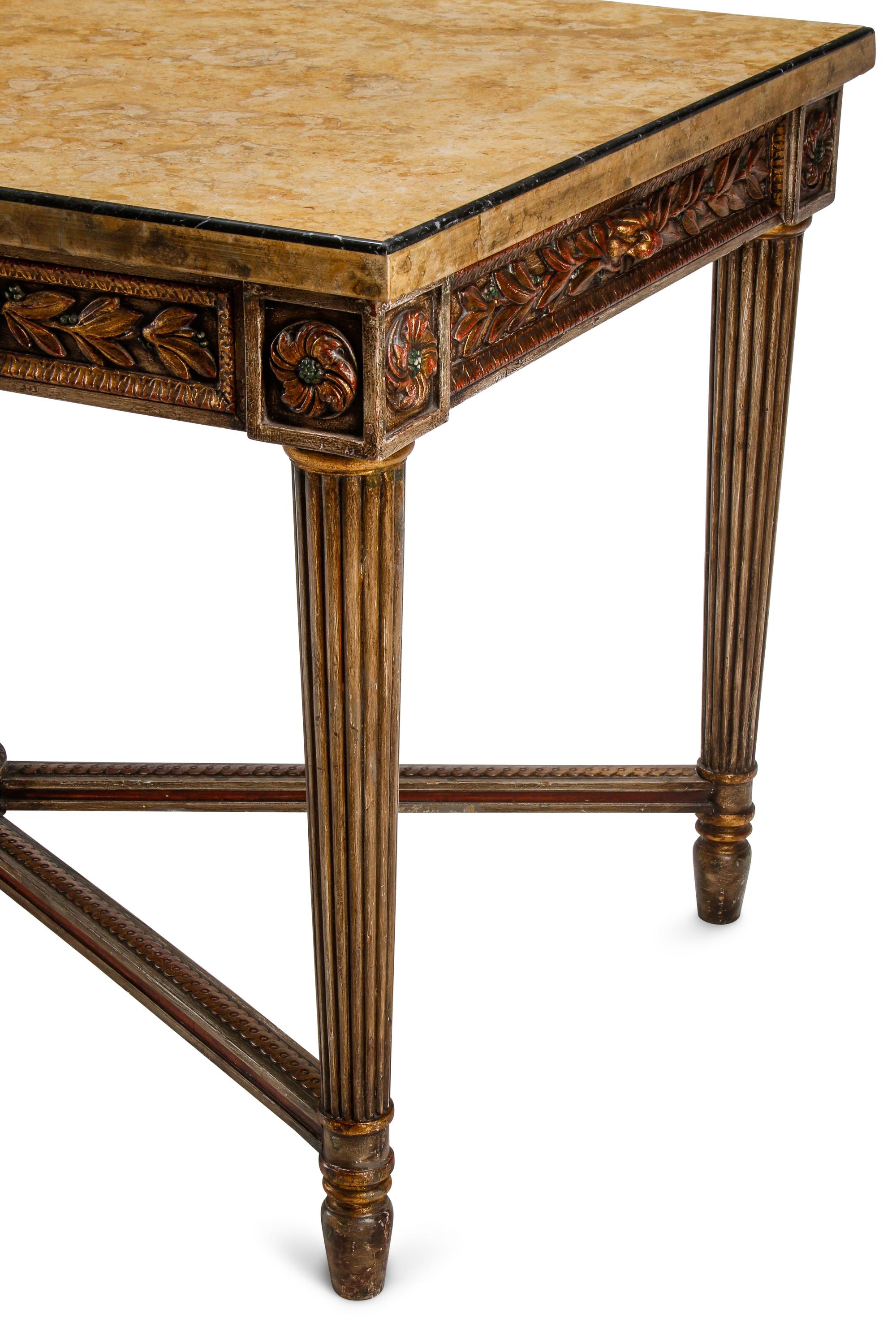 An Italian Neoclassical Giltwood Marble-Top Center Table