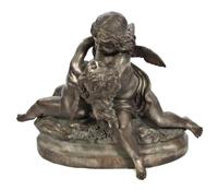 A Continental Cast Metal Figural Group, Height 26 1/2 x width 36 x depth 21 inches.