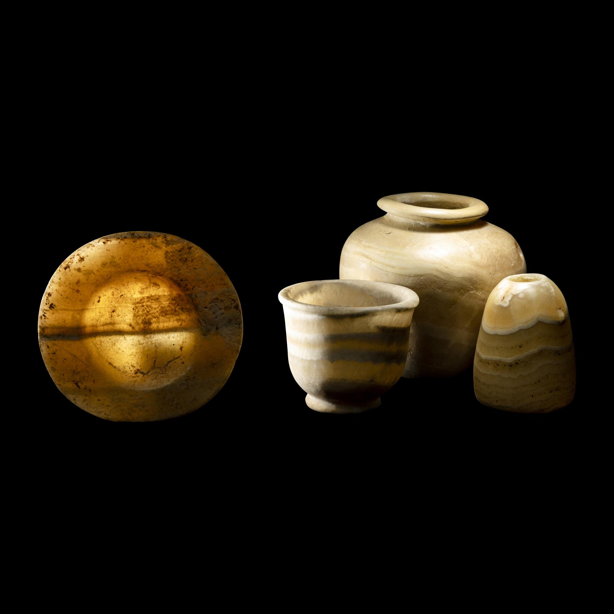 Four Egyptian Alabaster Vessels