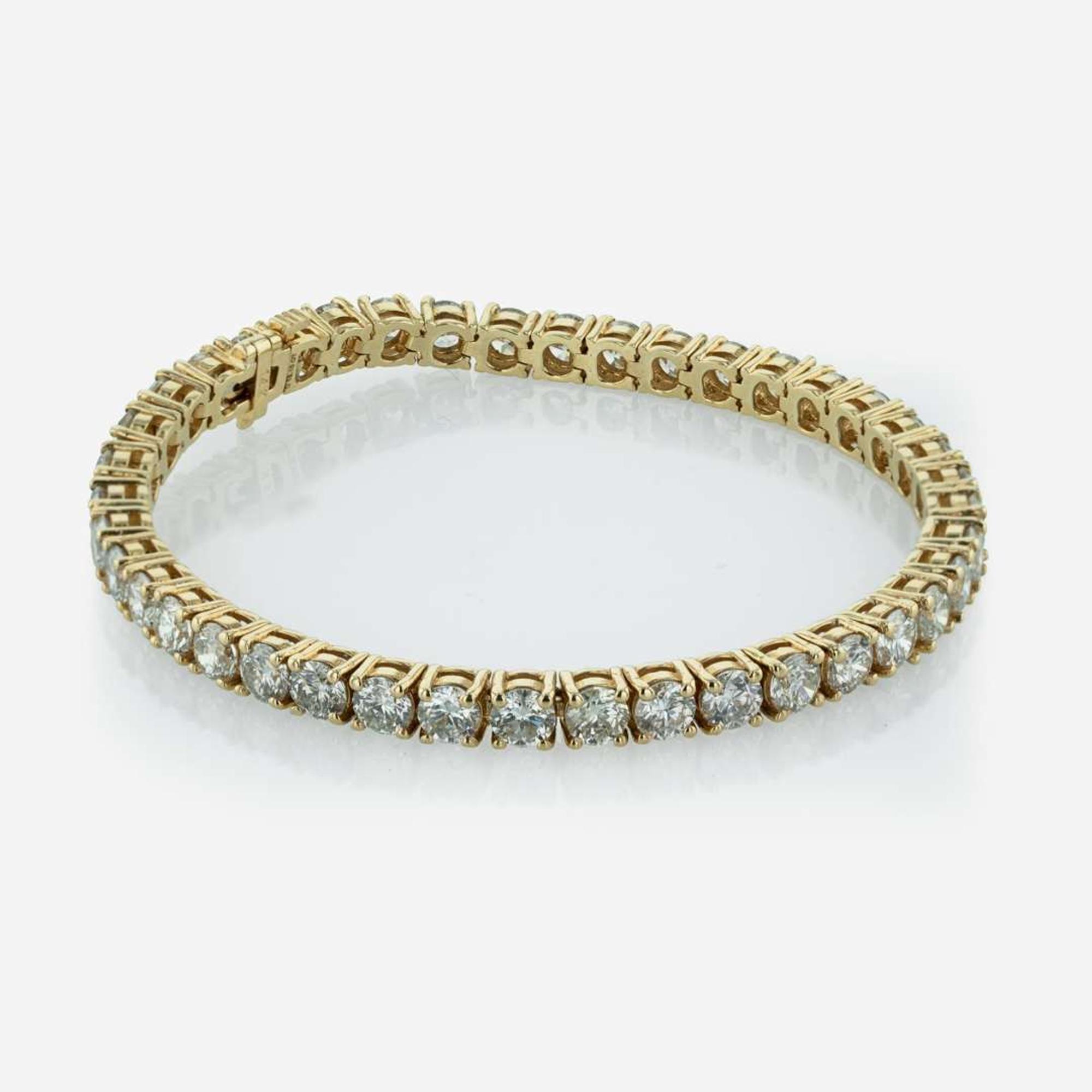 A 14K Yellow Gold and Diamond Tennis Bracelet