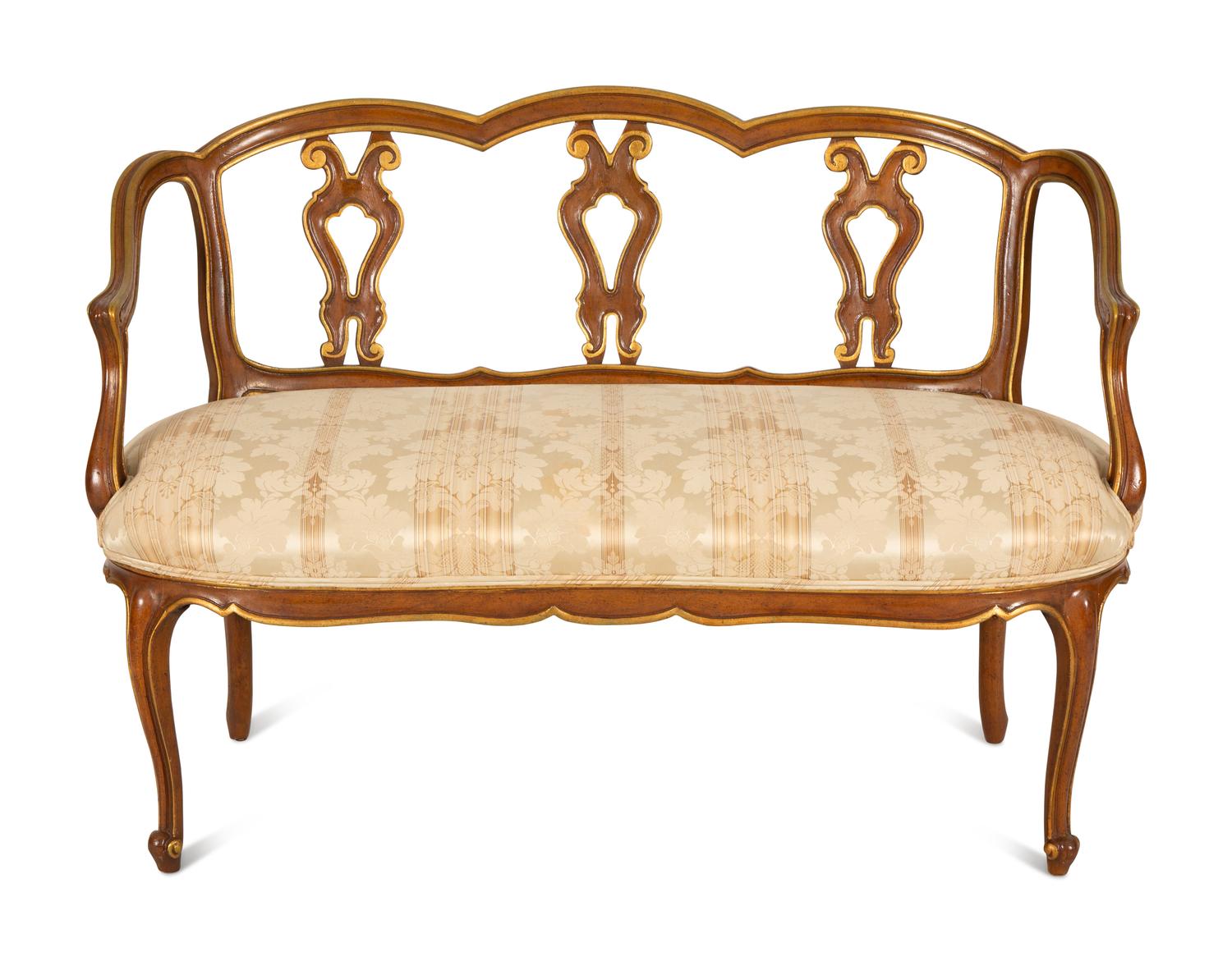 A Continental Painted and Giltwood Settee