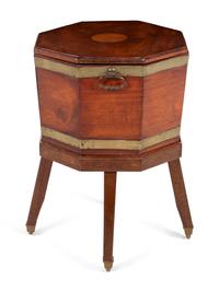 A George III Brass Banded Mahogany Cellarette