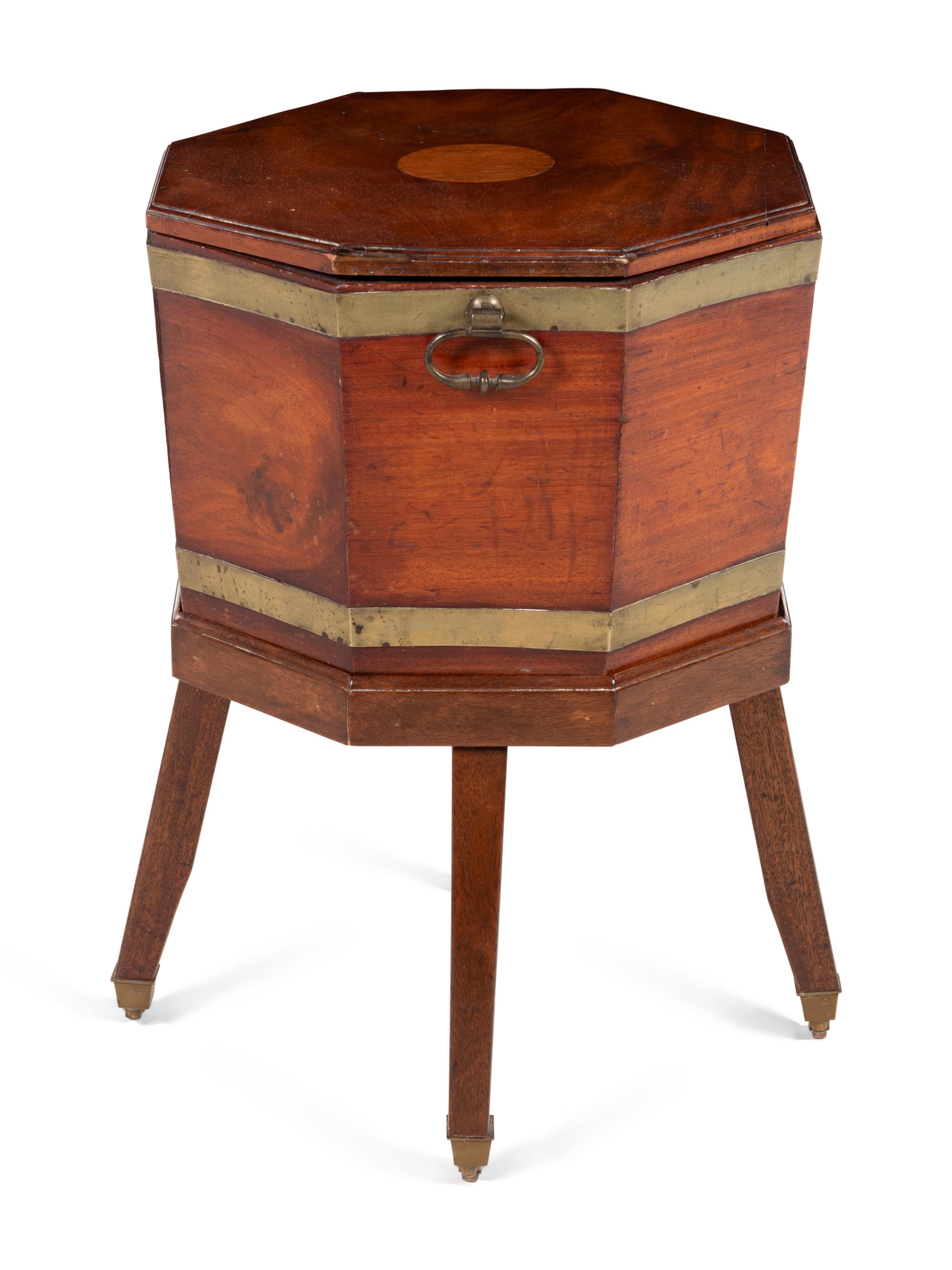 A George III Brass Banded Mahogany Cellarette