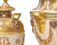 Two Wedgwood Queensware Parcel-Gilt and Bronzed Covered Vases