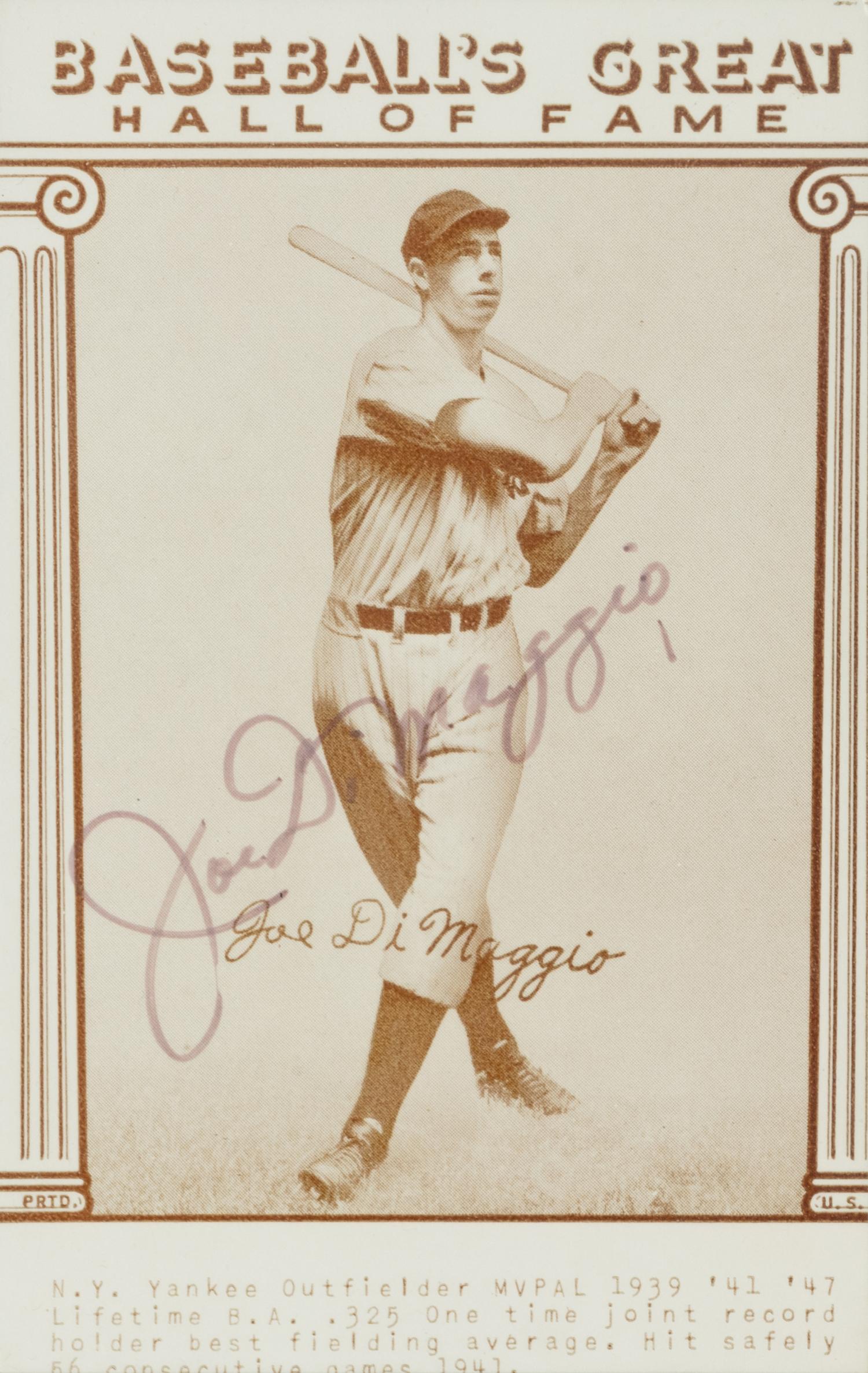 A Joe DiMaggio Signed Autograph 1976 Galasso Baseball's Great Hall of Fame Card (Beckett Authentication Services BAS Certified),