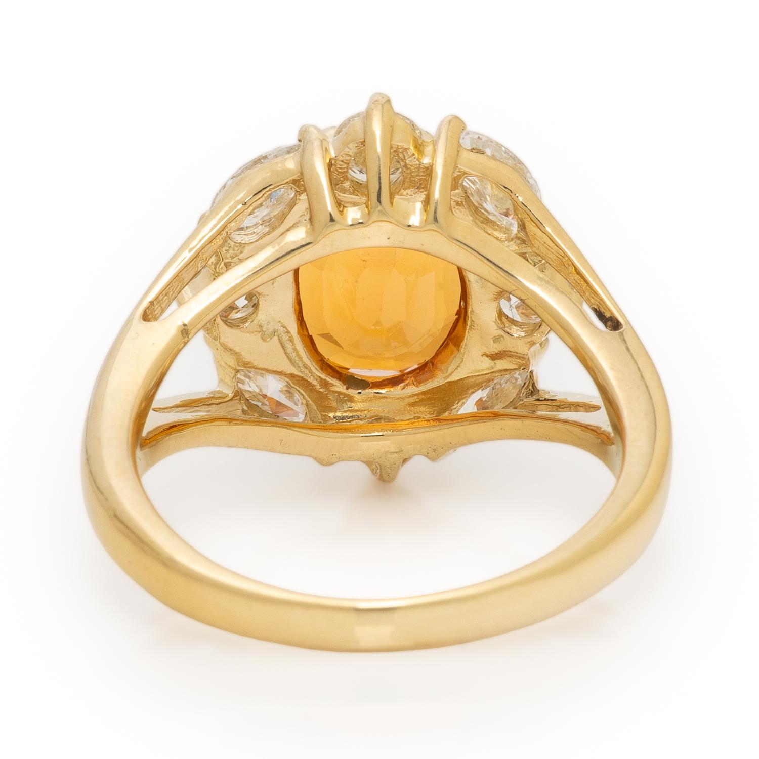 Spessartine Garnet, Diamond, and Yellow Gold Ring