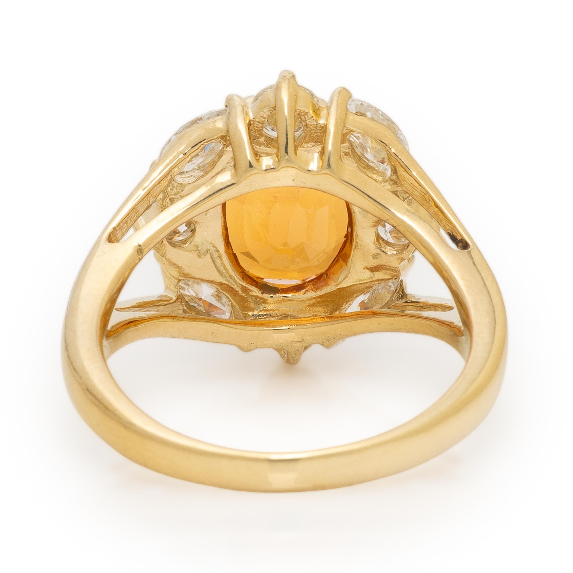 Spessartine Garnet, Diamond, and Yellow Gold Ring