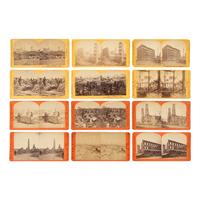 [Chicago Fire]. A collection of 96 stereoviews taken before and after the Great Chicago Fire of 1871, many by Copelin and Melander.
