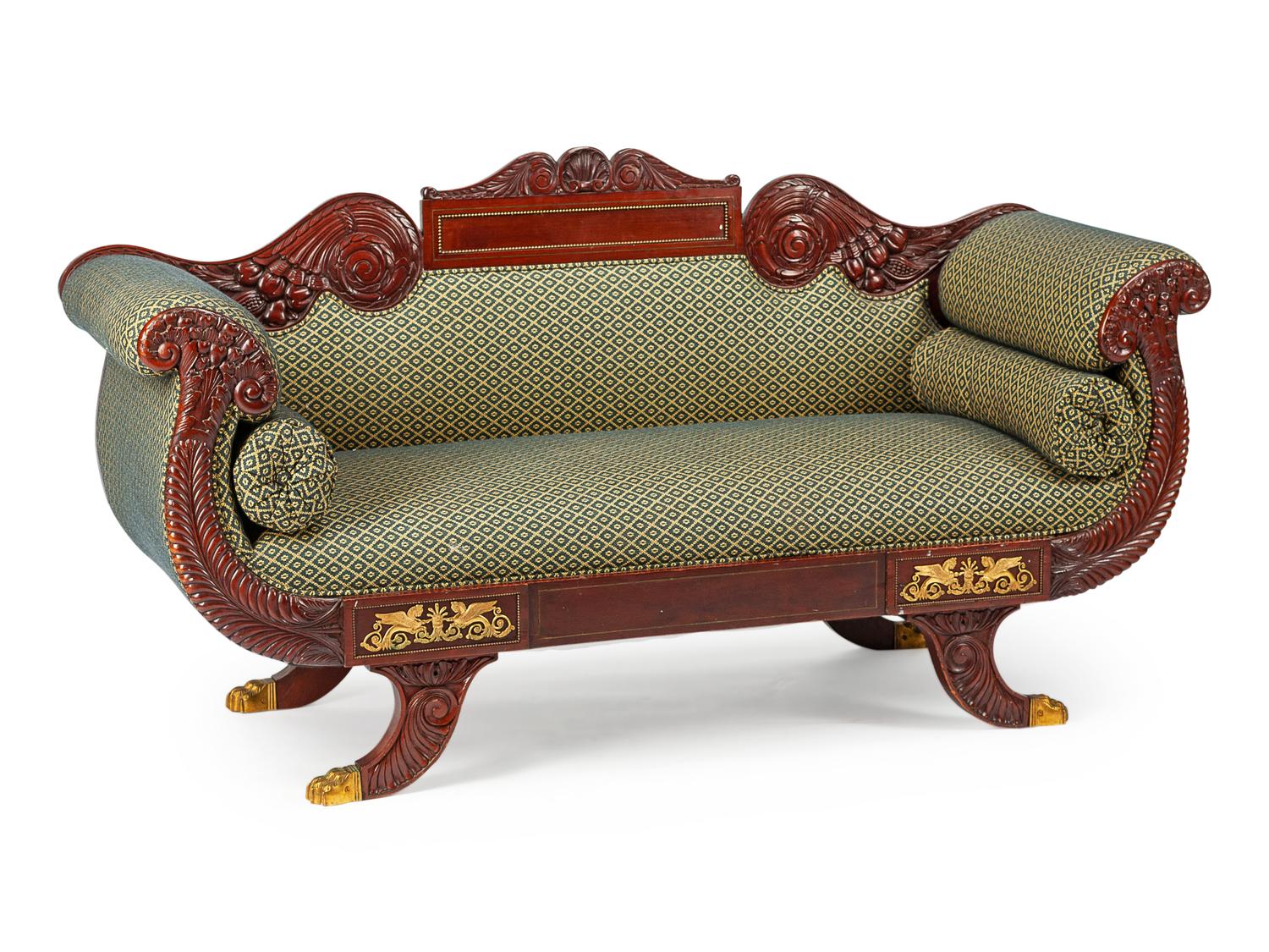 An American Classical Gilt Bronze Mounted Mahogany Sofa
