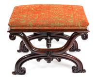 A Victorian Faux Rosewood X-Form Stool Height 19 x width 25 inches. — 19TH CENTURY