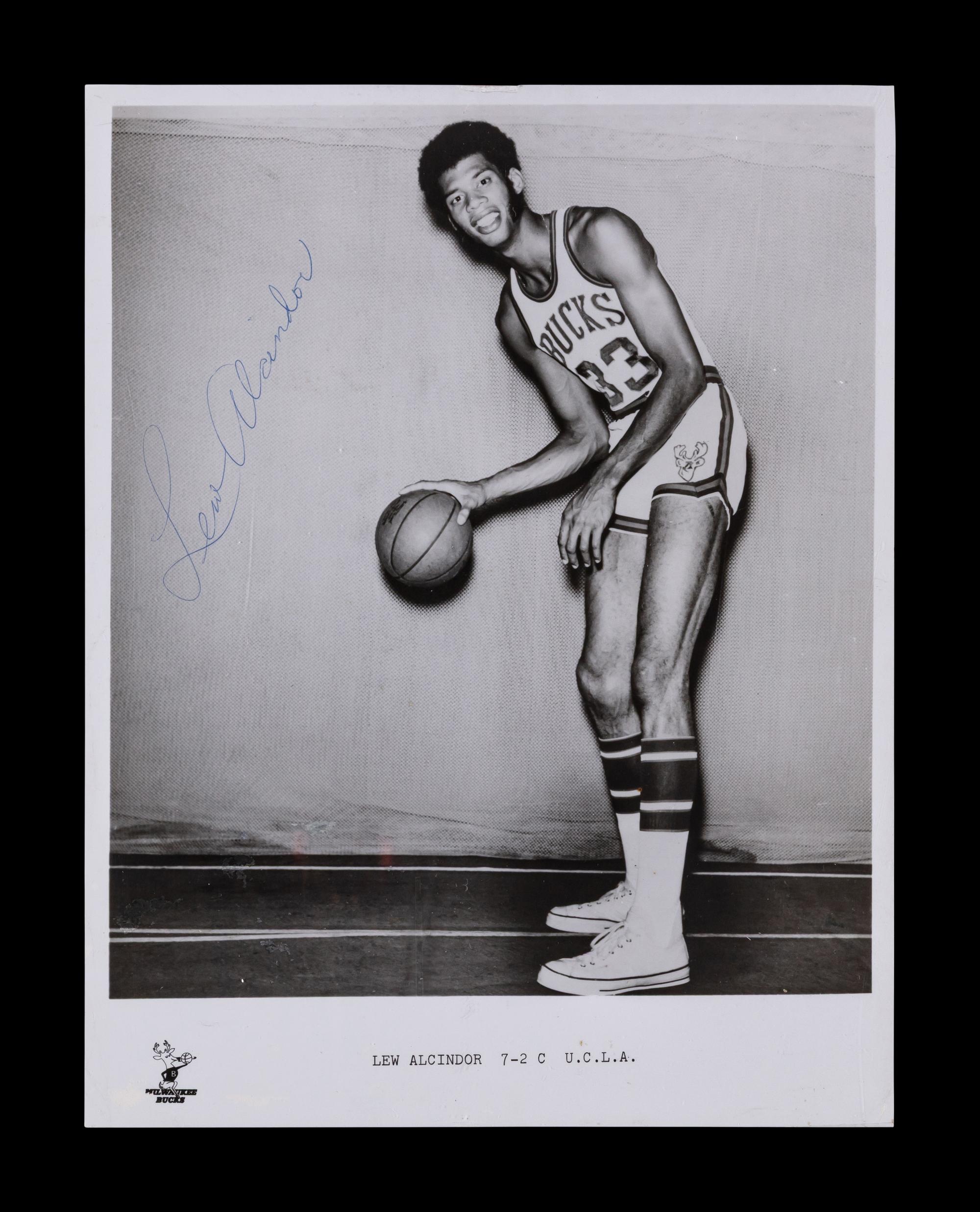 A Rare Vintage Lew Alcindor (Kareem Abdul-Jabbar) Signed Autograph Milwaukee Bucks Photograph (PSA 9 MINT AUTO)