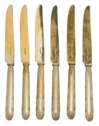 Twelve French Fine Vermeil Silver Fruit Knives, Boin-Taburet, 19th Century,