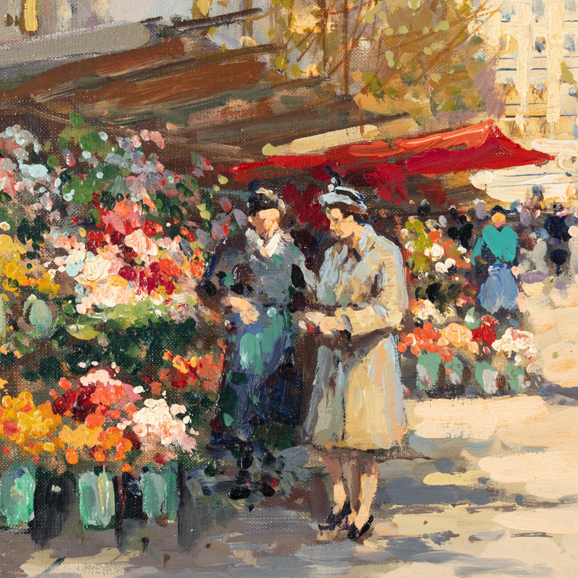 Édouard Léon Cortès (French, 1882-1969) — Le Marché aux Fleurs, Place de la Madeleine