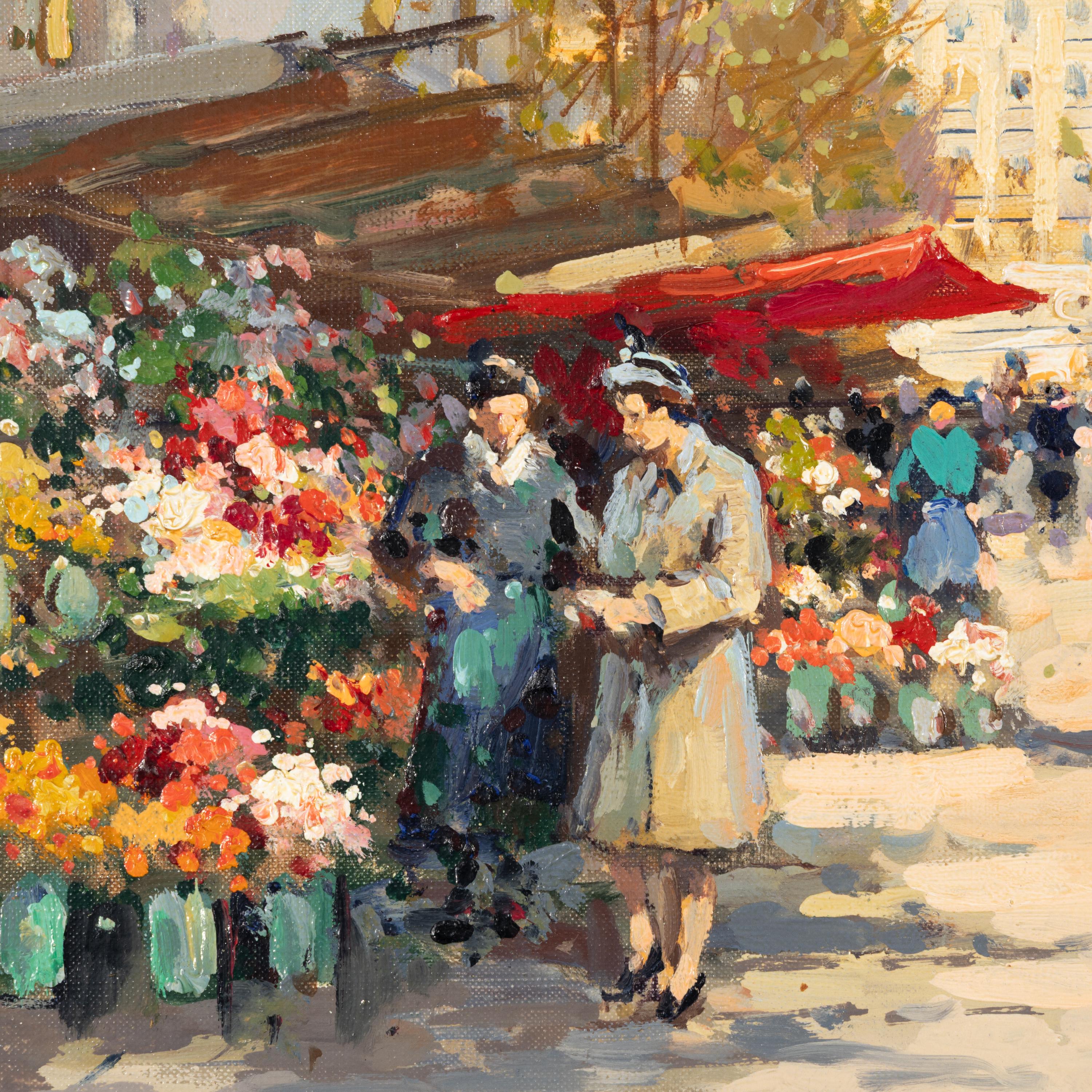 Édouard Léon Cortès (French, 1882-1969) — Le Marché aux Fleurs, Place de la Madeleine