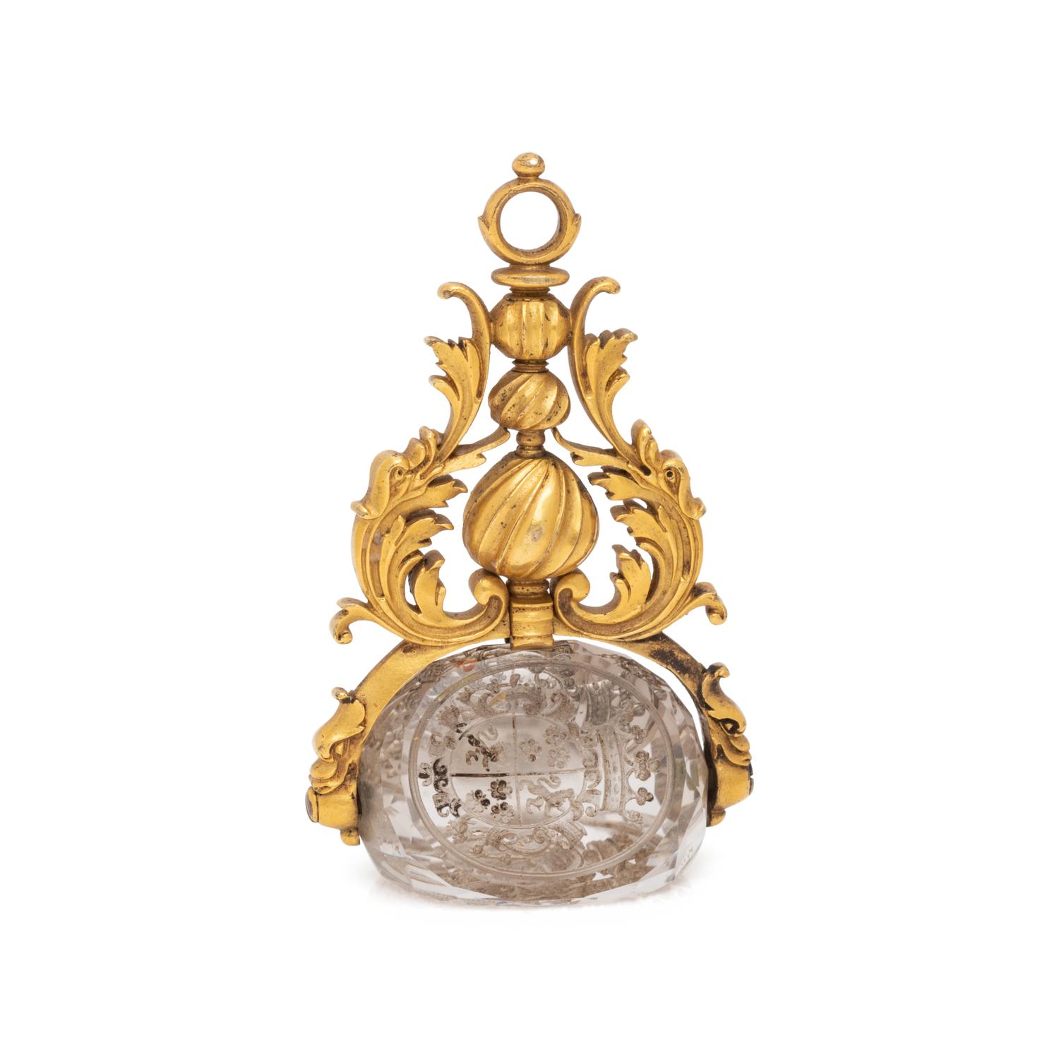 ANTIQUE, GOLD-FILLED ROCK CRYSTAL SEAL FOB