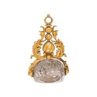 ANTIQUE, GOLD-FILLED ROCK CRYSTAL SEAL FOB