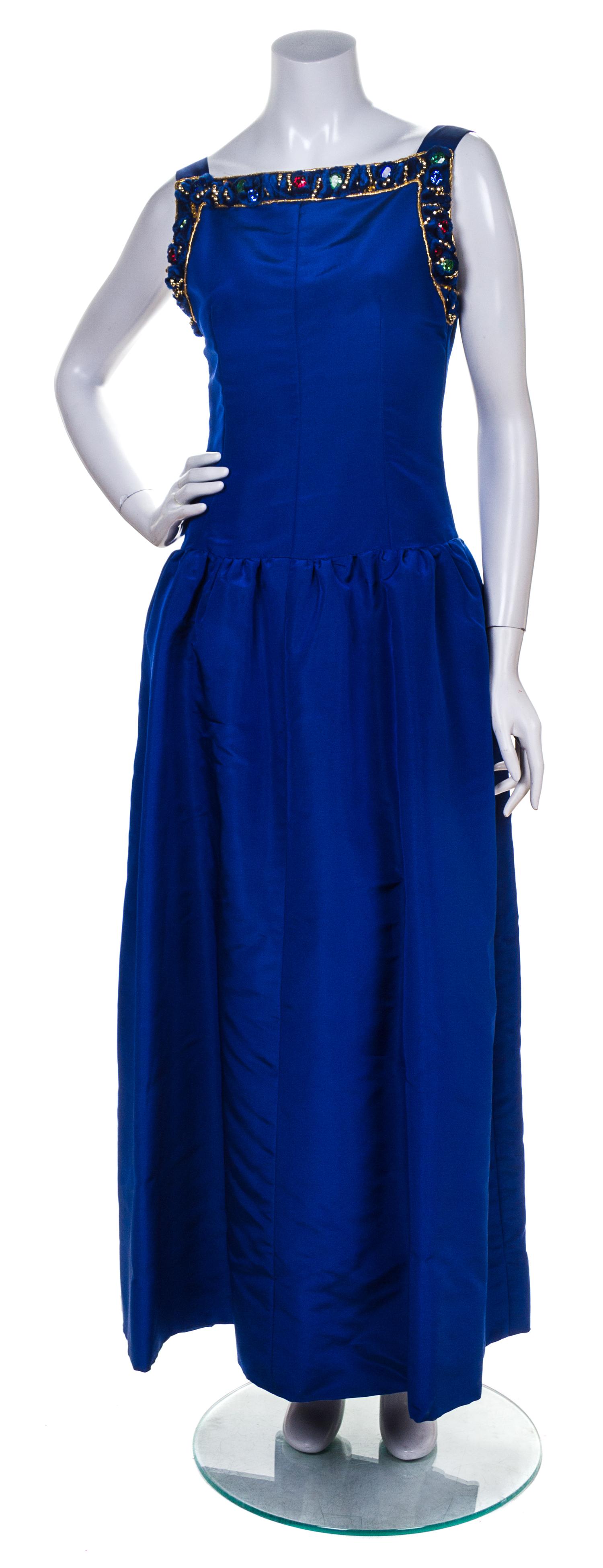 A Givenchy Cobalt Evening Gown, Size 38.