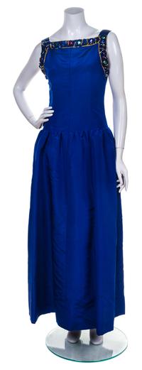 A Givenchy Cobalt Evening Gown, Size 38.