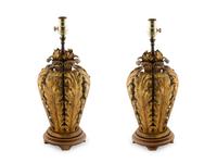 A Pair of Gilt Tole Table Lamps — 20TH CENTURY