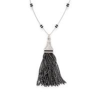 DIAMOND AND BLACK DIAMOND TASSEL NECKLACE