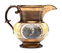 A Staffordshire Transfer-Printed Copper Lustre 'General Jackson Hero of New Orleans' Pitcher