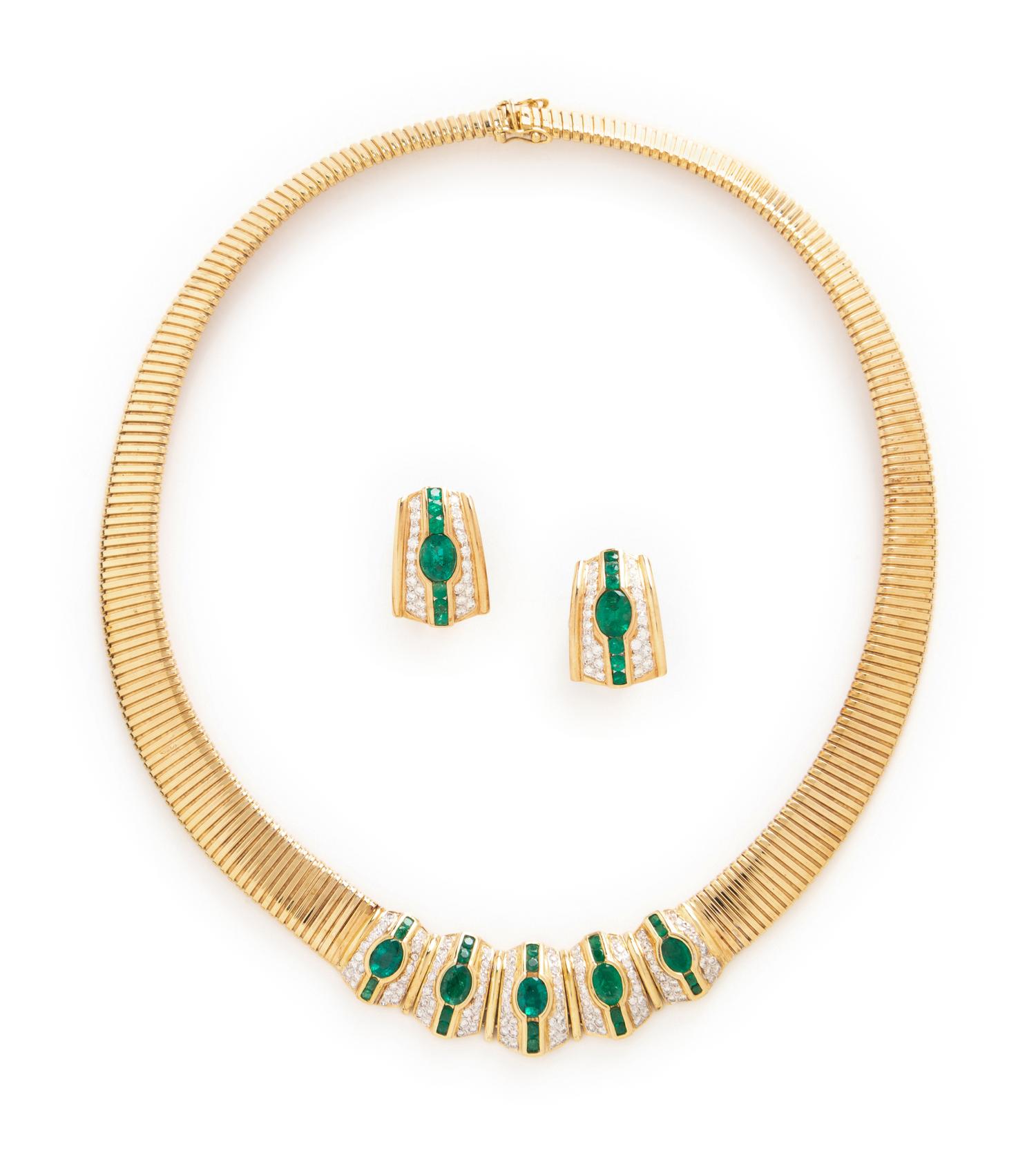 BICOLOR GOLD, EMERALD AND DIAMOND SUITE