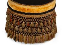 A Pair of Regency Style Needlework, Velvet and Fringed Circular Stools