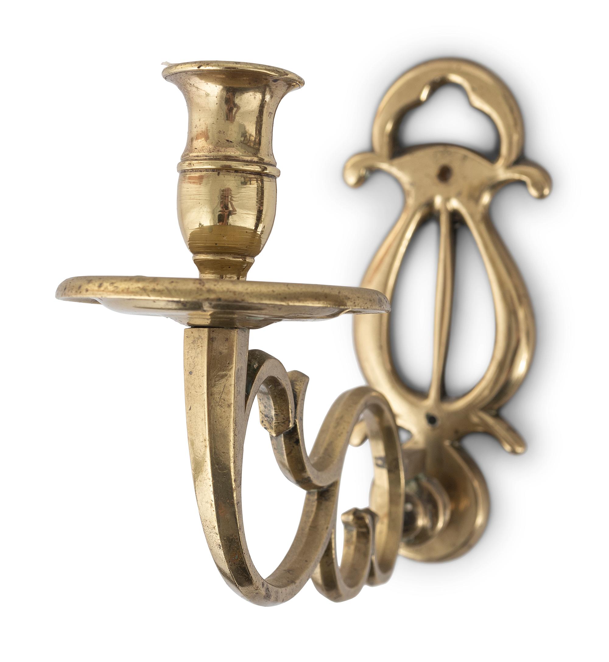 A Pair of American Cast-Brass Single-Light Wall Sconces