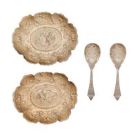 A Group of Cased English Silver Table Articles