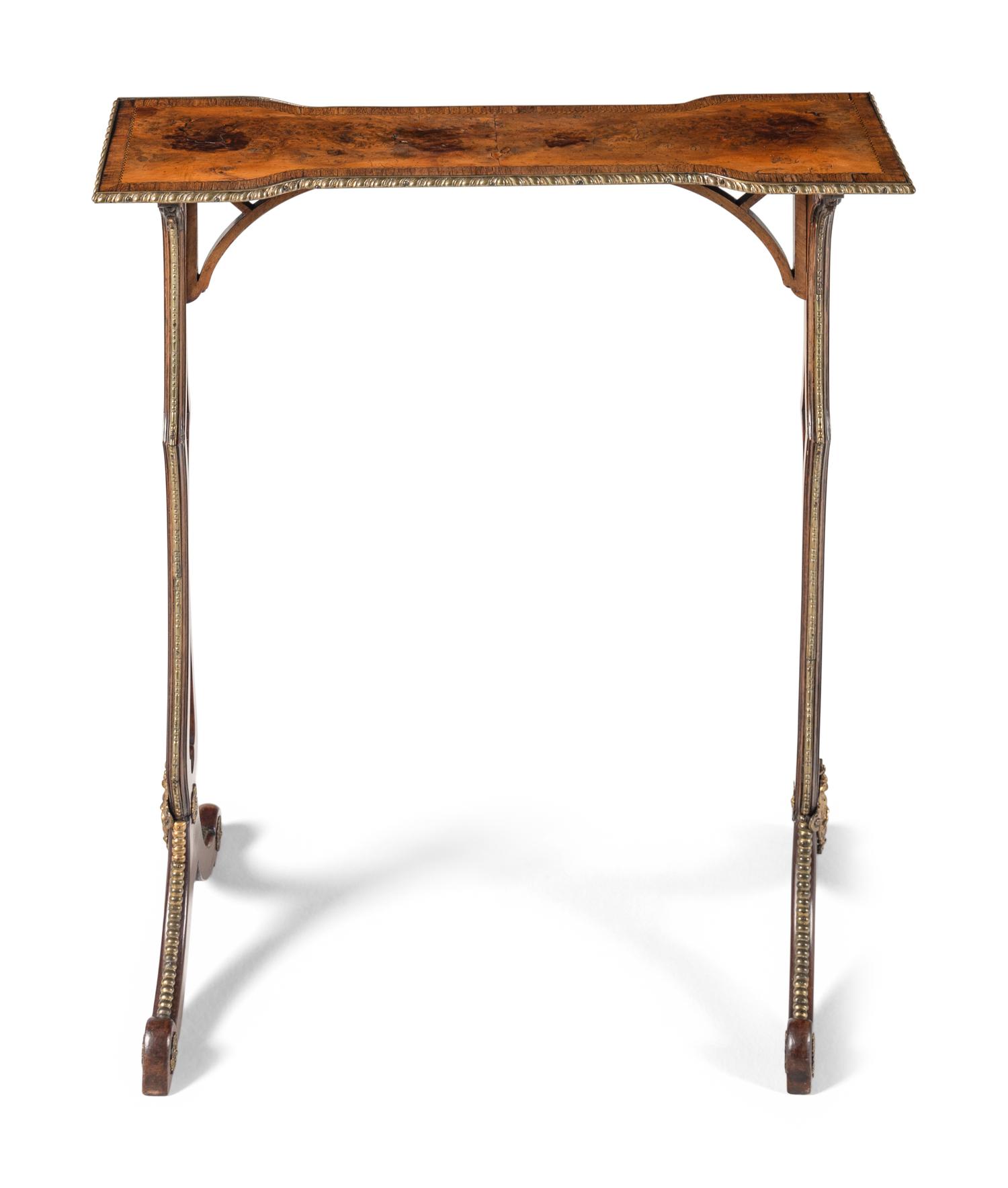 A George III Brass-Mounted Mahogany and Yew Wood Occasional Table