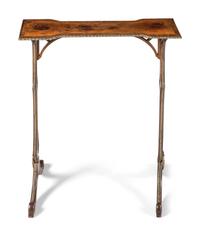 A George III Brass-Mounted Mahogany and Yew Wood Occasional Table