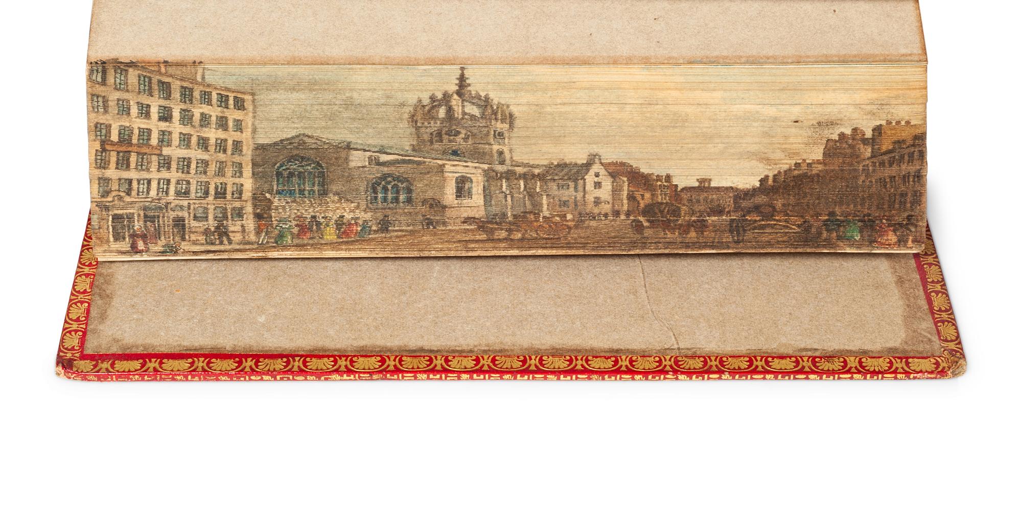 [FORE-EDGE PAINTING] – SCOTT, Walter (1771-1832). Tales of the Crusaders. – Vol. I-II, The Betrothed . – Vol. III-IV, The Talisman – Edinburgh & London: Archibald Constable and Co., Hurst, Robinson, and Co., 1825.