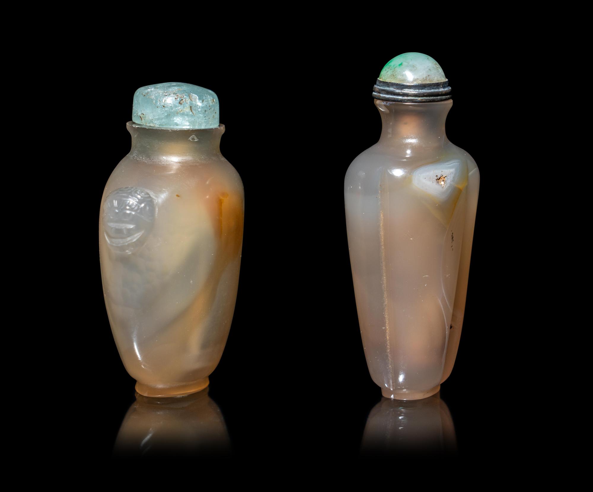 Two Chinese Agate Snuff Bottles