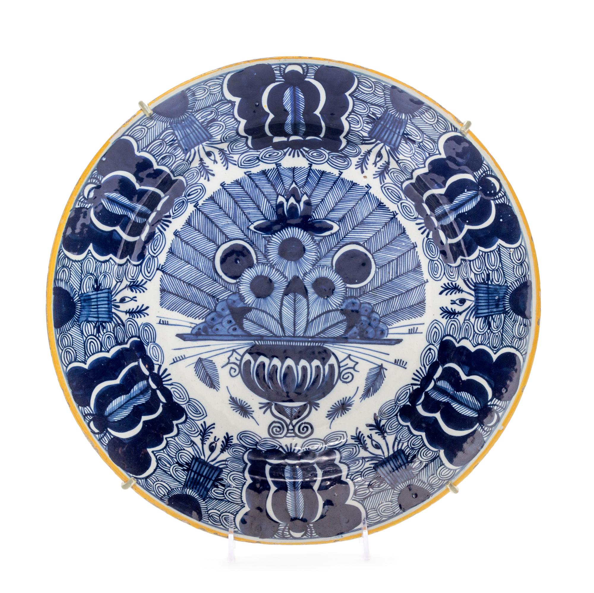 A Dutch Blue and White Pottery Plate Diameter 13 1/2 inches.