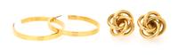 A Collection of Yellow Gold Earrings, 9.80 dwts.