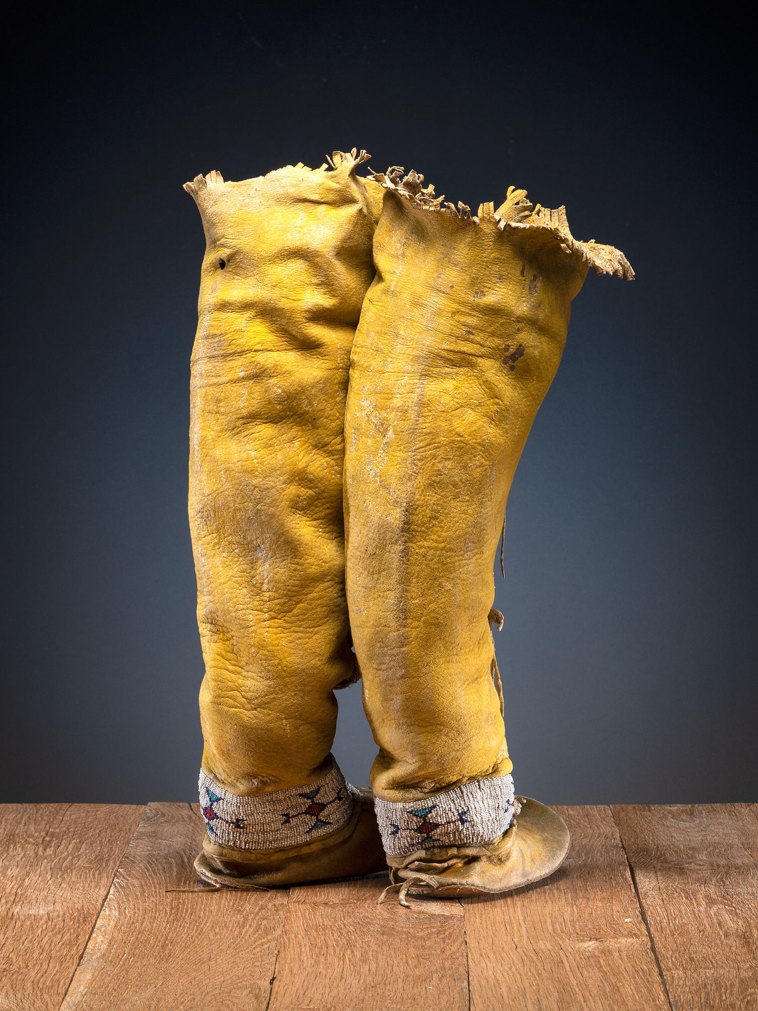 Comanche Beaded Hide Boot Moccasins