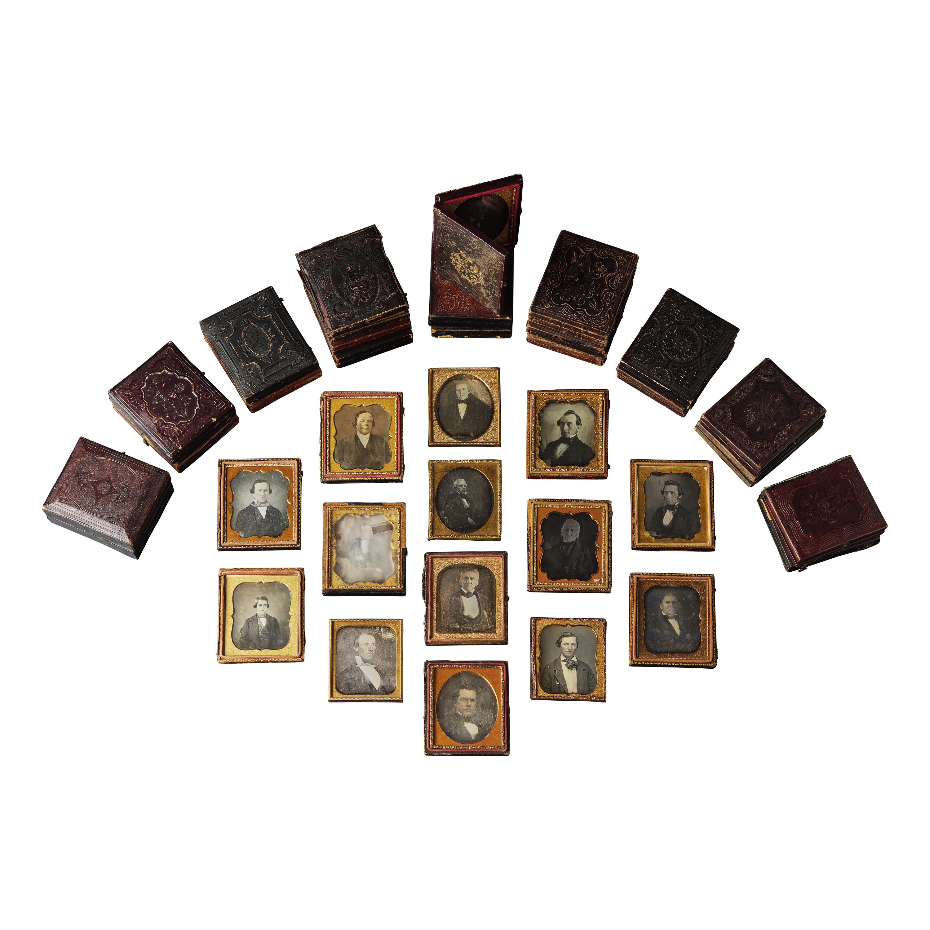 [Early Photograph] Group of 35 Sixth Plate Daguerreotypes of Men