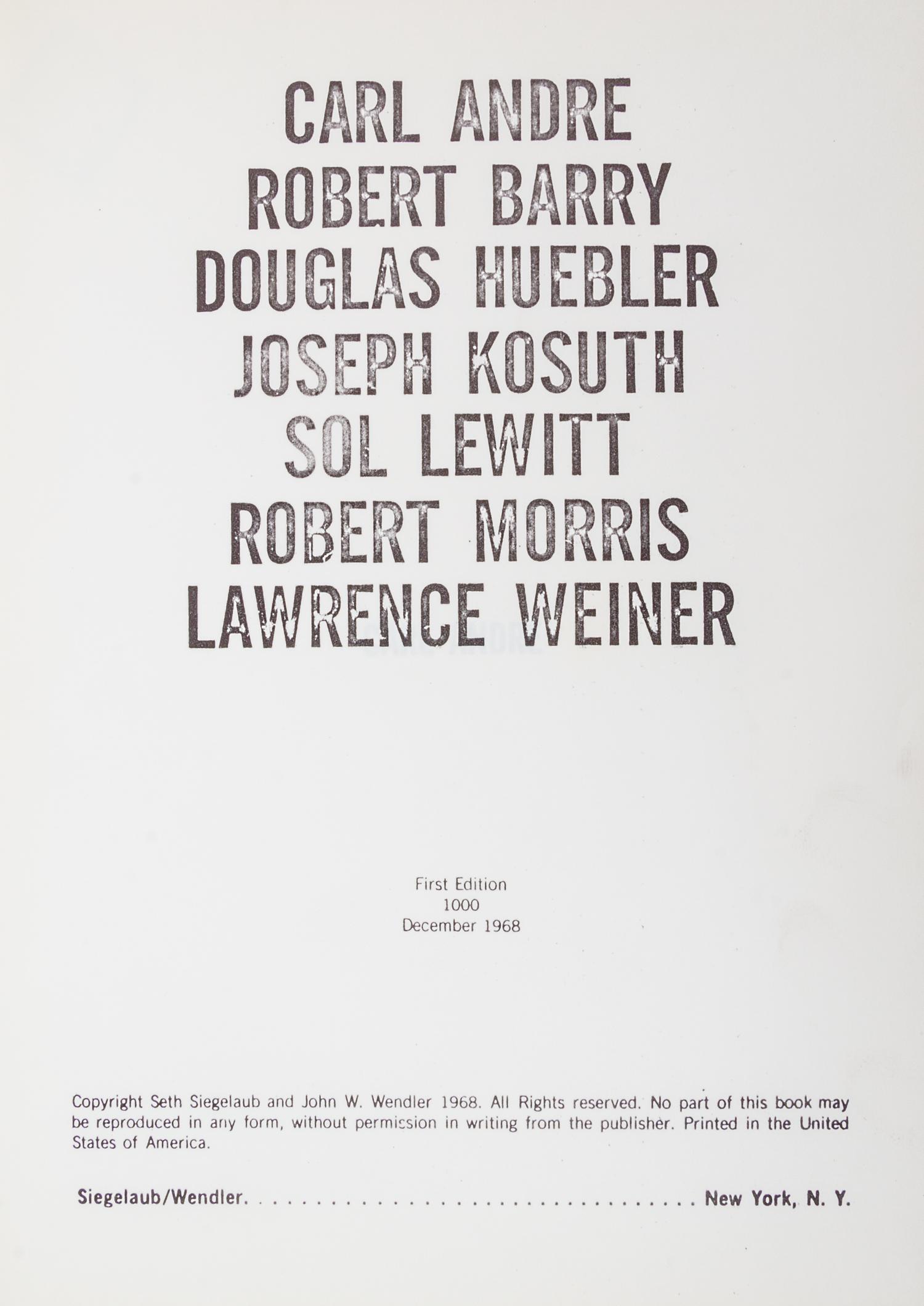 (LEWITT, SOL, et al.) SIEGELAUB AND WENDLER, pubs. [Xerox Book]. NY, 1968.