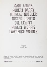 (LEWITT, SOL, et al.) SIEGELAUB AND WENDLER, pubs. [Xerox Book]. NY, 1968.