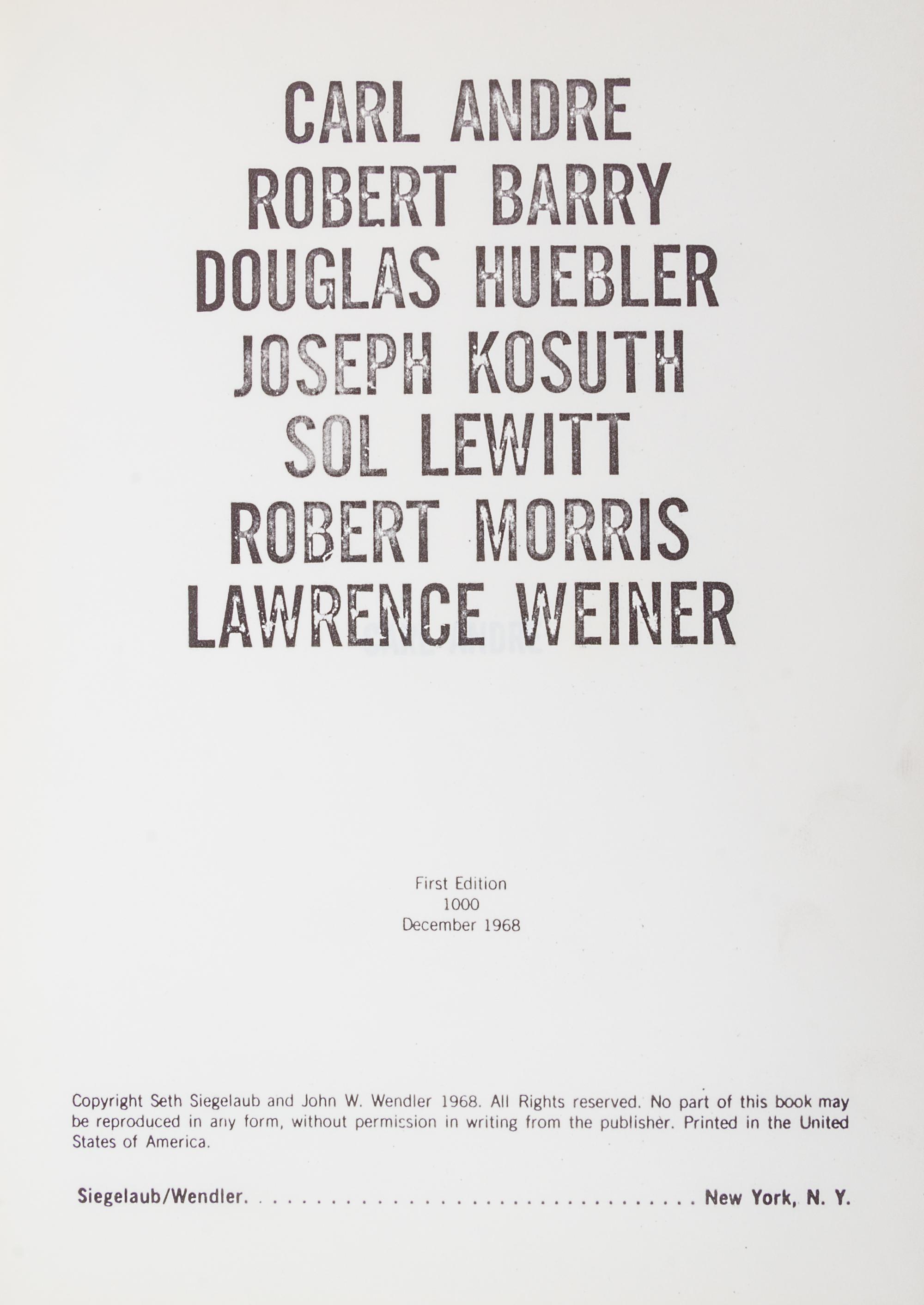 (LEWITT, SOL, et al.) SIEGELAUB AND WENDLER, pubs. [Xerox Book]. NY, 1968.